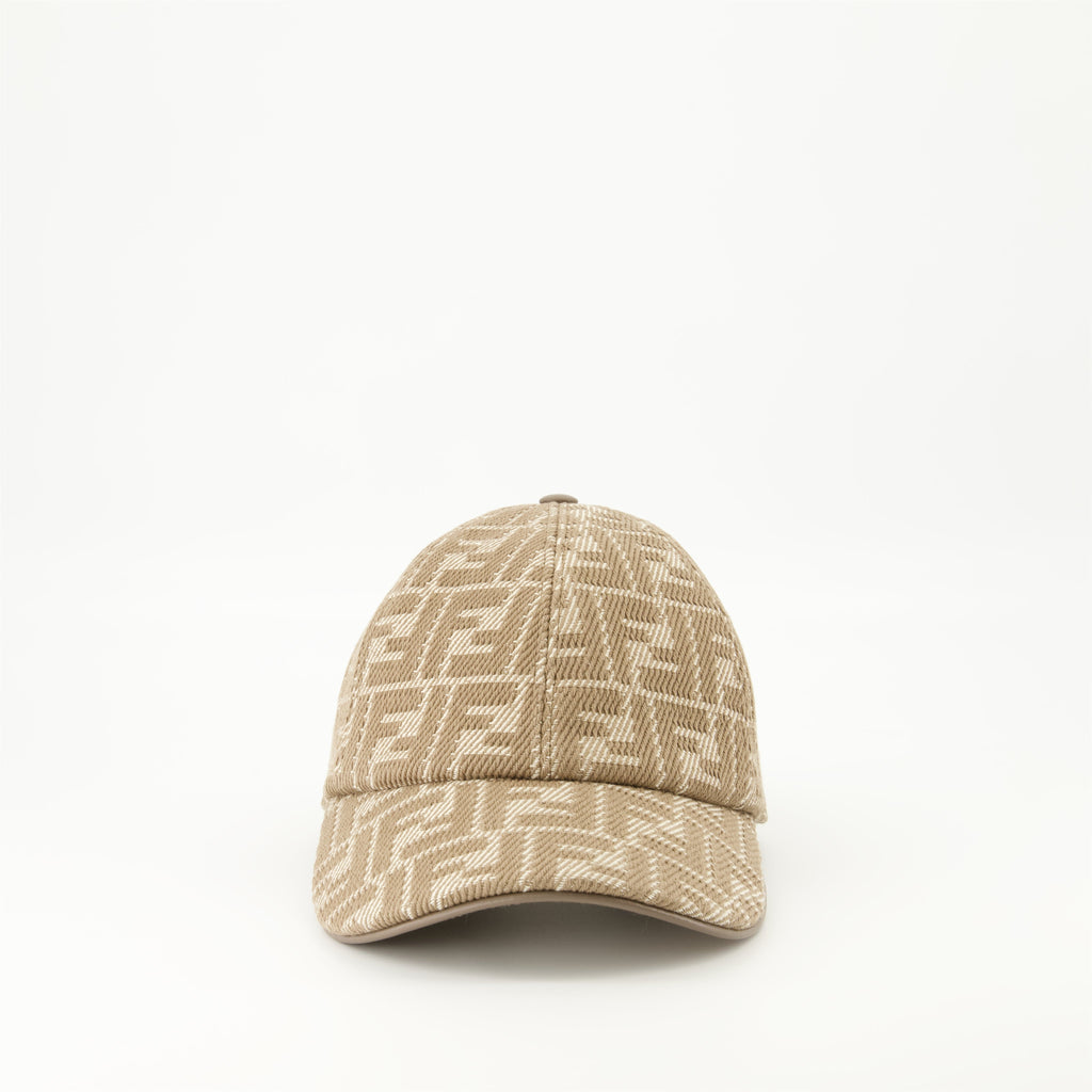 denim cap, Fendi, adjustable strap cap, casual accessory, printed logo