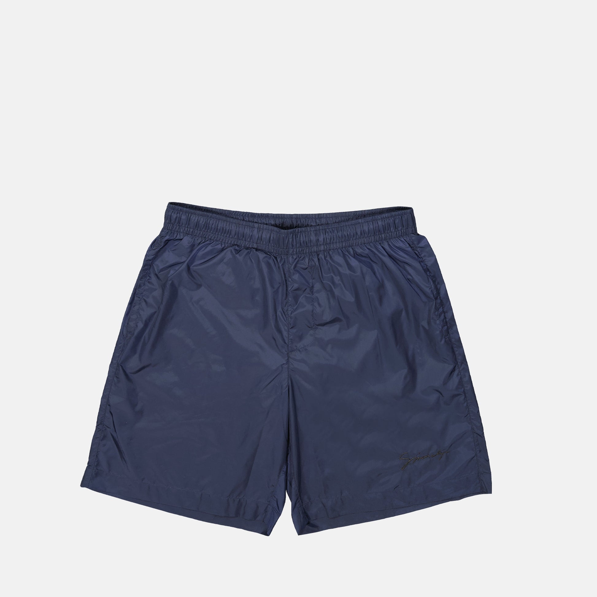 swim shorts, blue swimwear, signature logo, summer fashion, men's apparel