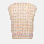 sleeveless jacket, tweed jacket, Versace style, women's outerwear, luxurious tweed