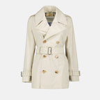 Trench-coat en gabardine de coton blanc