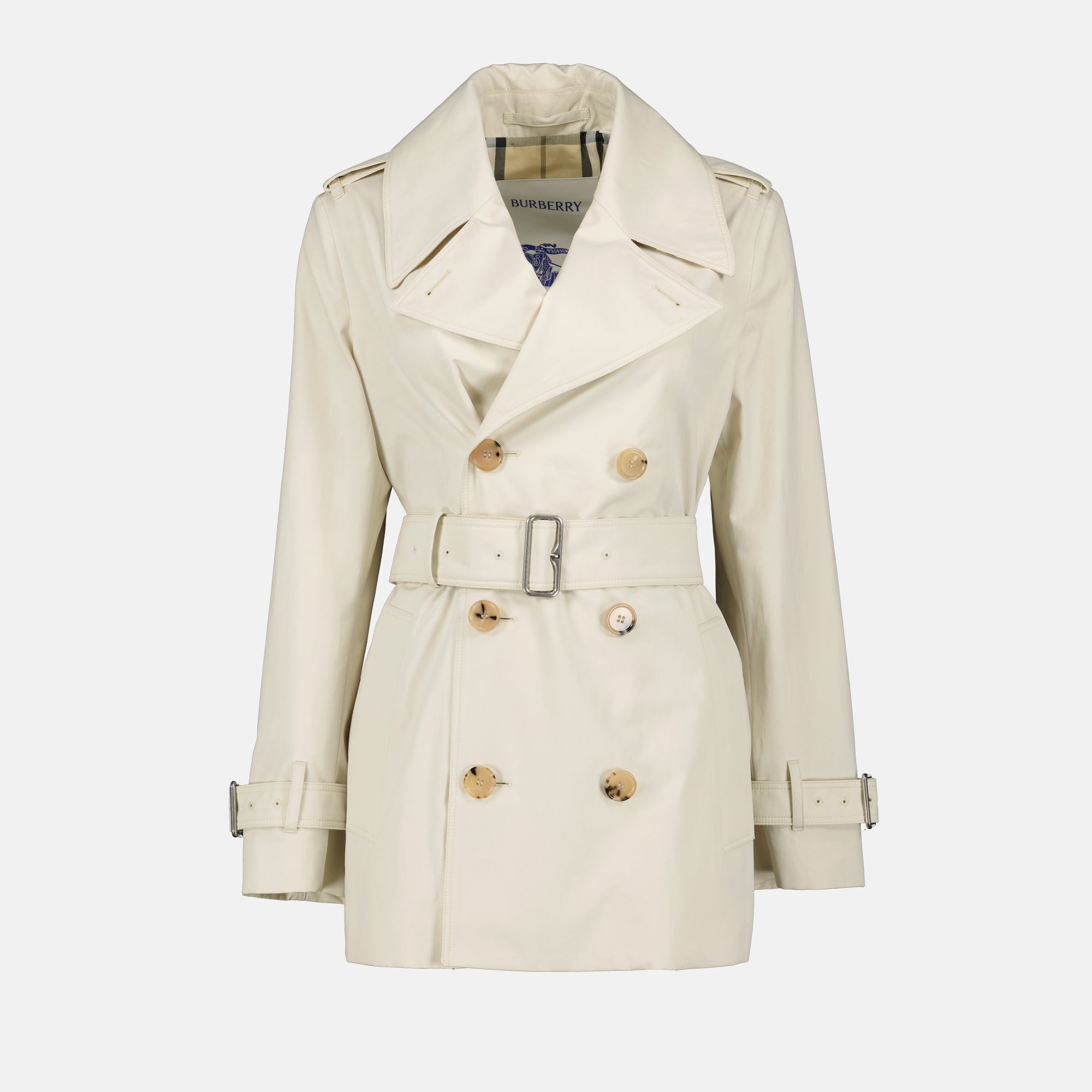 Trench-coat en gabardine de coton blanc