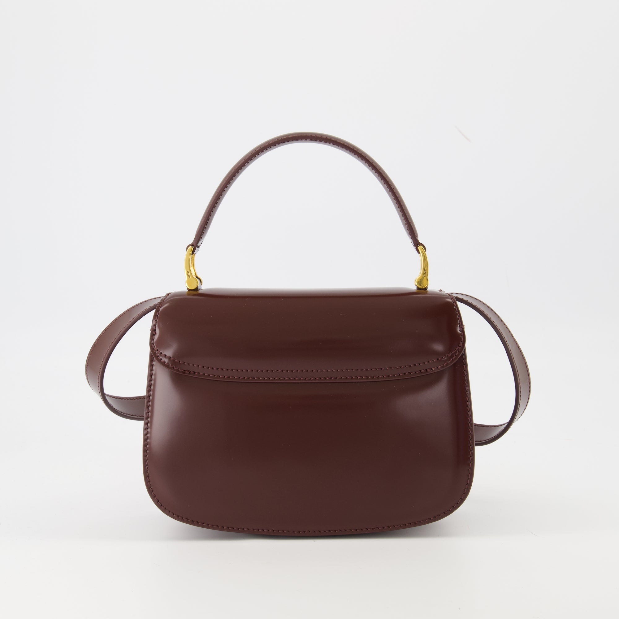 Ami Paris, Top Handle bag, burgundy leather bag, unisex accessories, luxury handbags