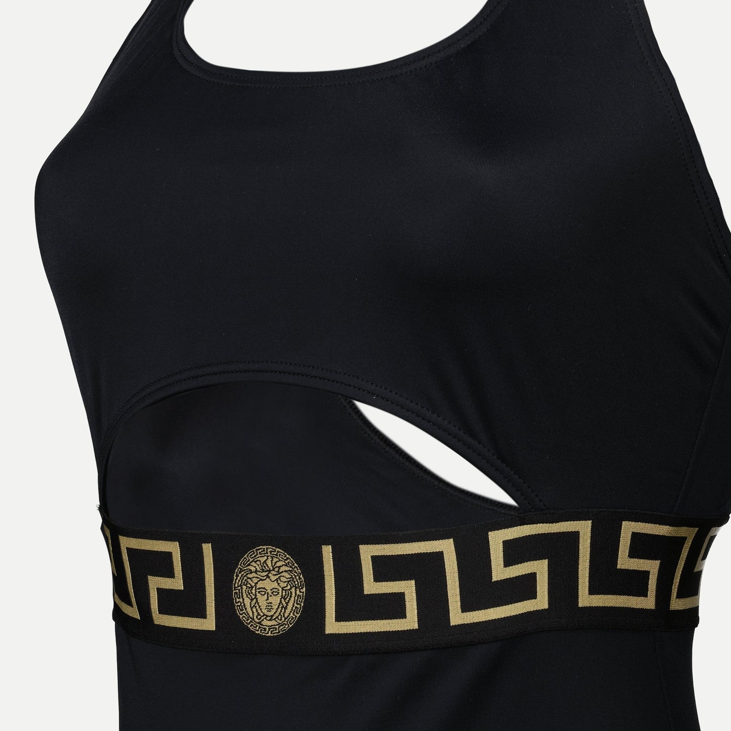 Versace swimsuit, Greca border, recycled fashion, one-piece swimsuit, Medusa motif