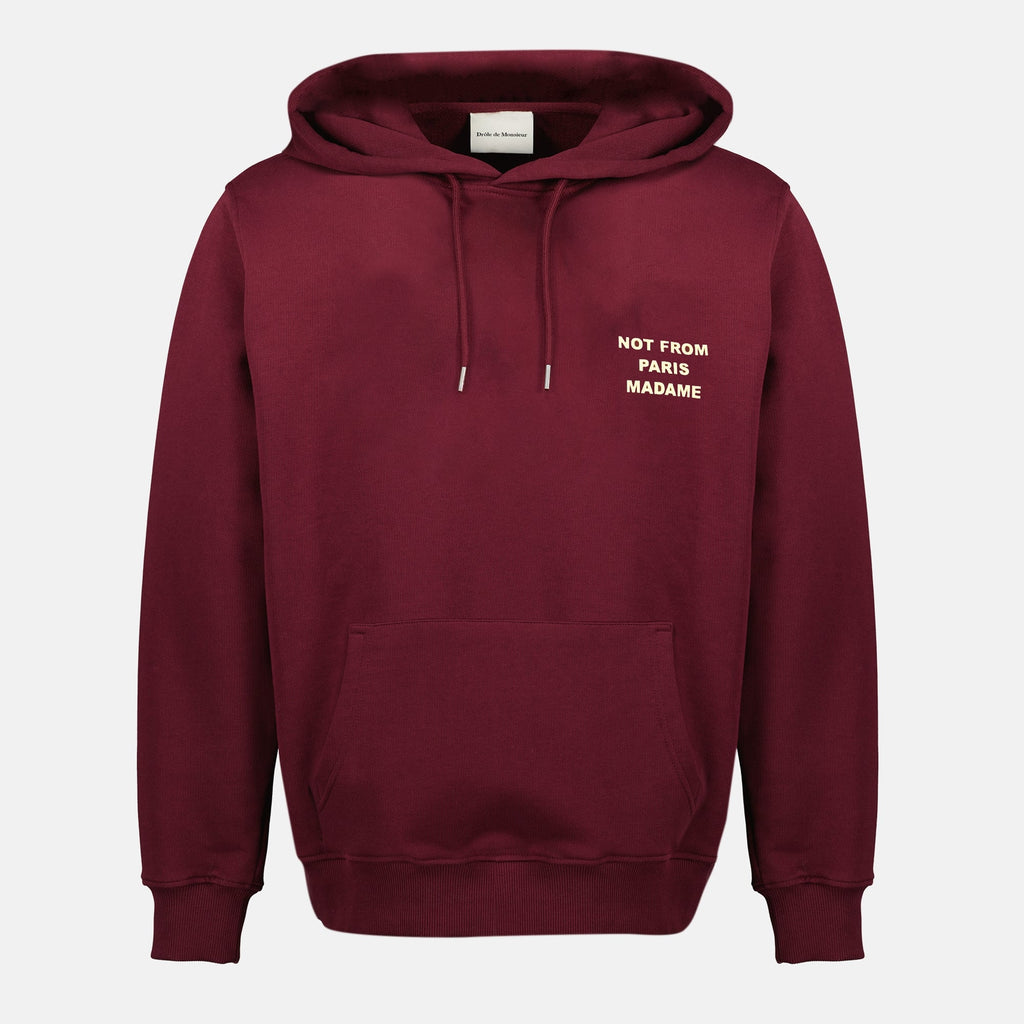 Drôle de Monsieur hoodie, bordeaux sweatshirt, slogan hoodie, fall winter fashion, men's casual wear