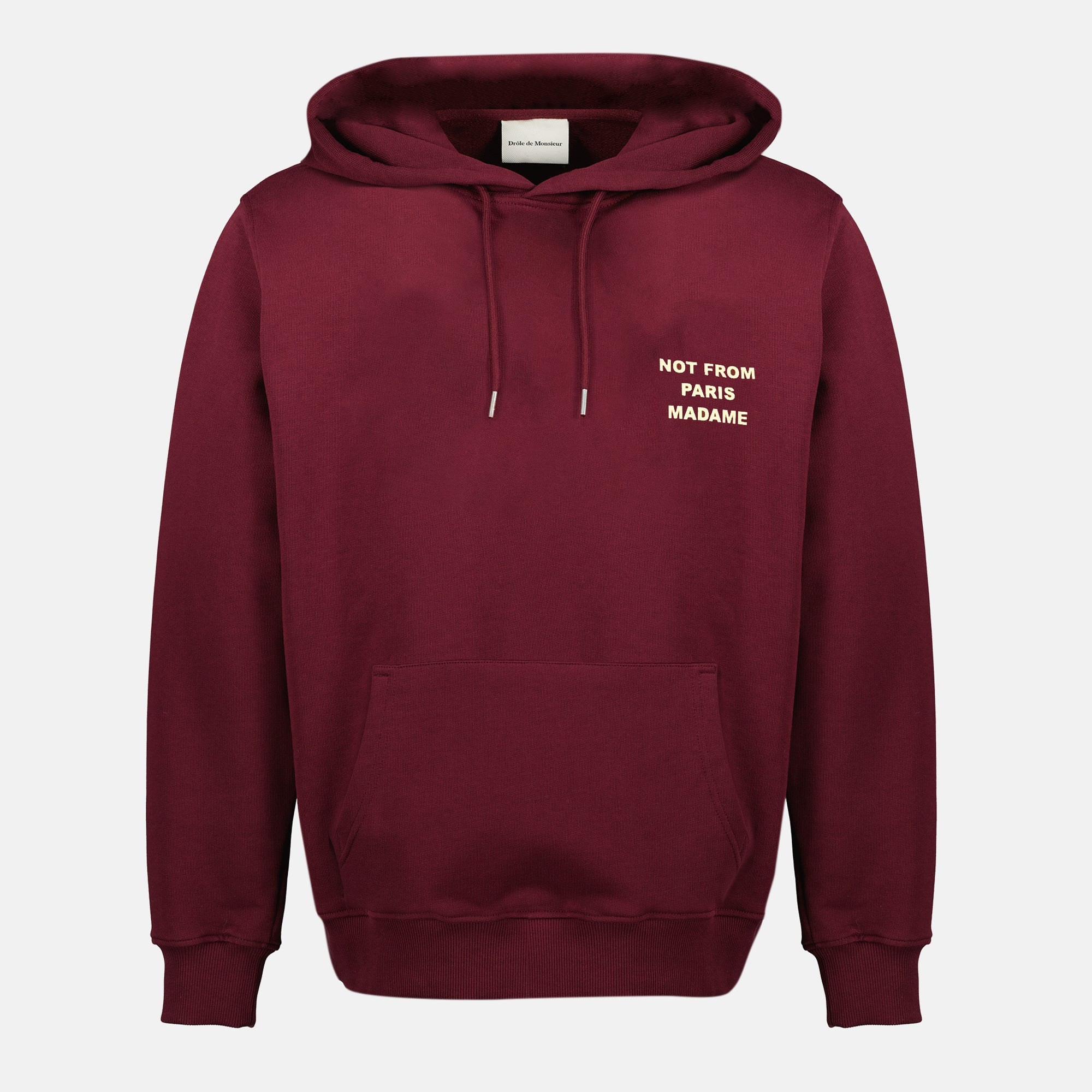 Drôle de Monsieur hoodie, bordeaux sweatshirt, slogan hoodie, fall winter fashion, men's casual wear