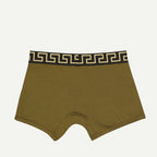Versace boxer, Greca pattern, cotton elastane boxer, khaki boxer, autumn-winter collection