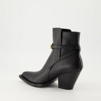 Image of Smooth Leather Medusa '95 Boots by Versace for Women - Season Autumn-Winter 2024 - Back Right Three-Quarter View