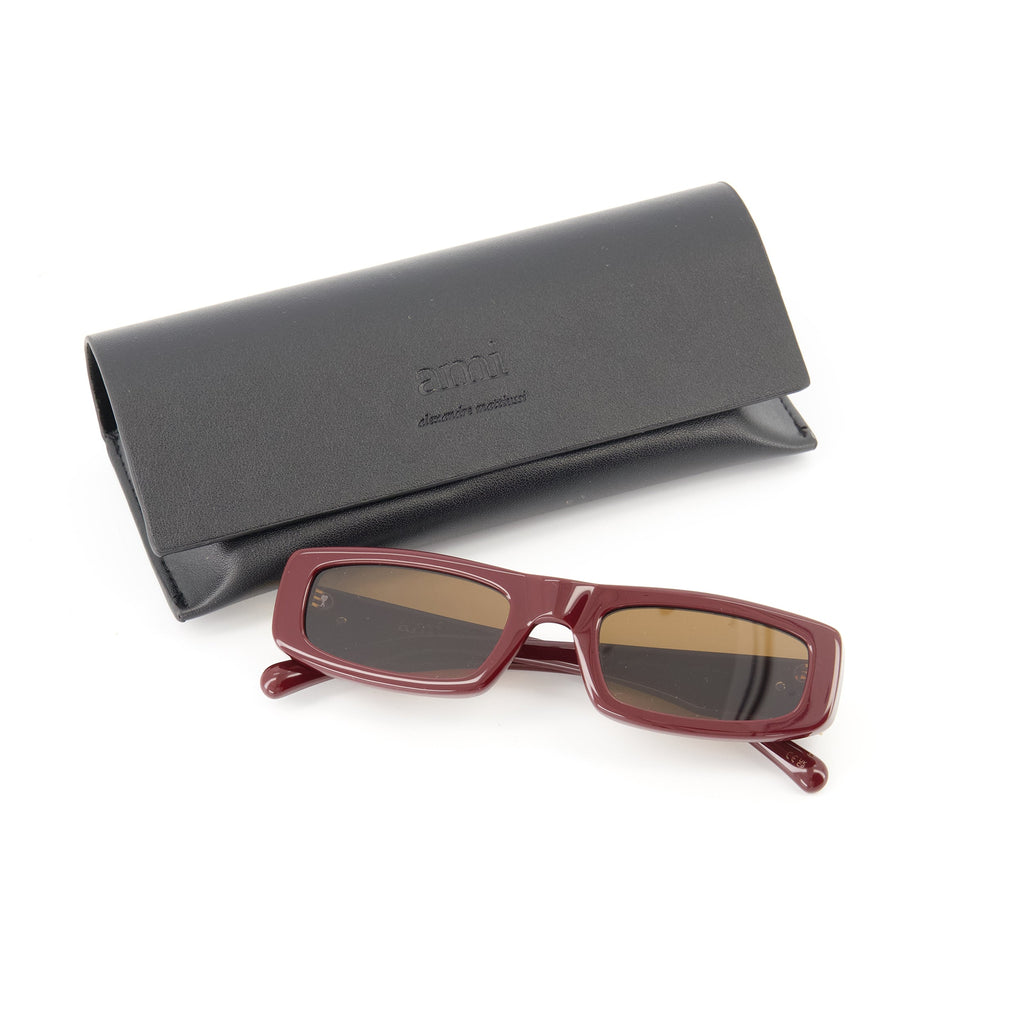 AMI Paris sunglasses, burgundy acetate frame, UV400 protection, chic accessories, unisex sunglasses