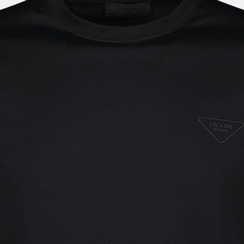 Prada t-shirt, black logo t-shirt, cotton t-shirt, men's fashion, Spring-Summer 2026 collection
