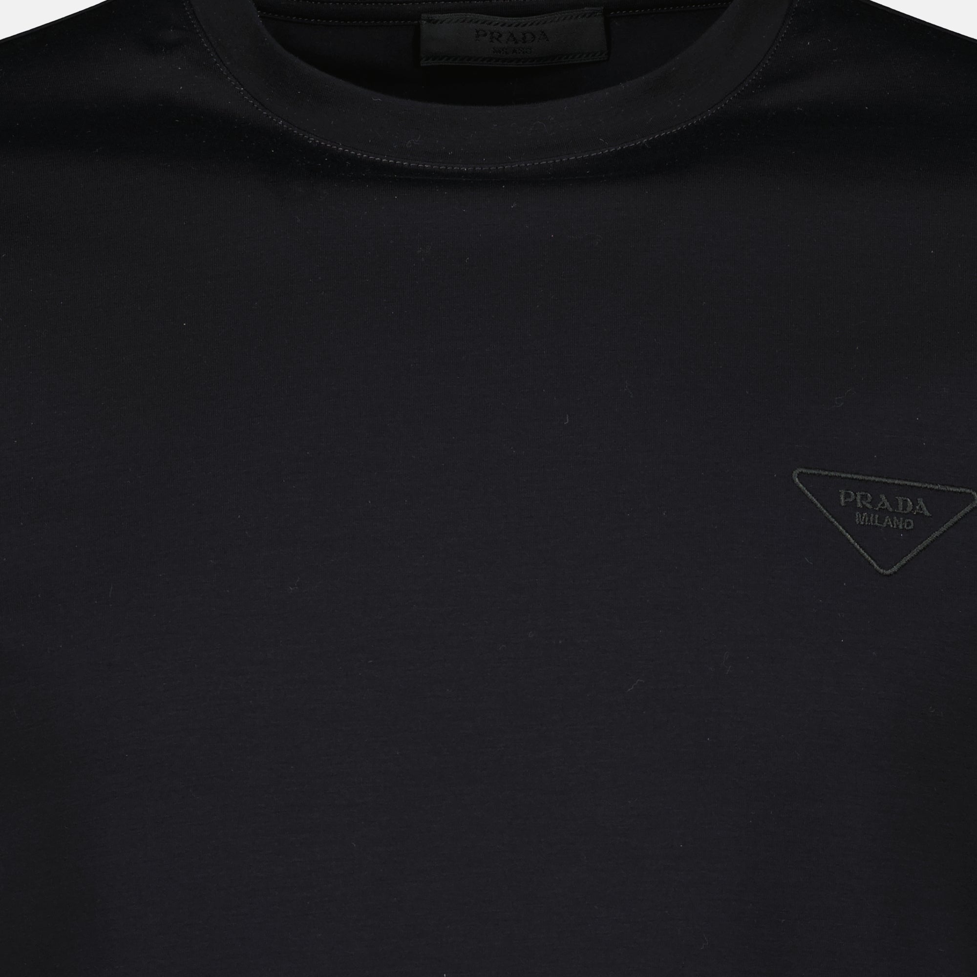 Prada t-shirt, black logo t-shirt, cotton t-shirt, men's fashion, Spring-Summer 2026 collection