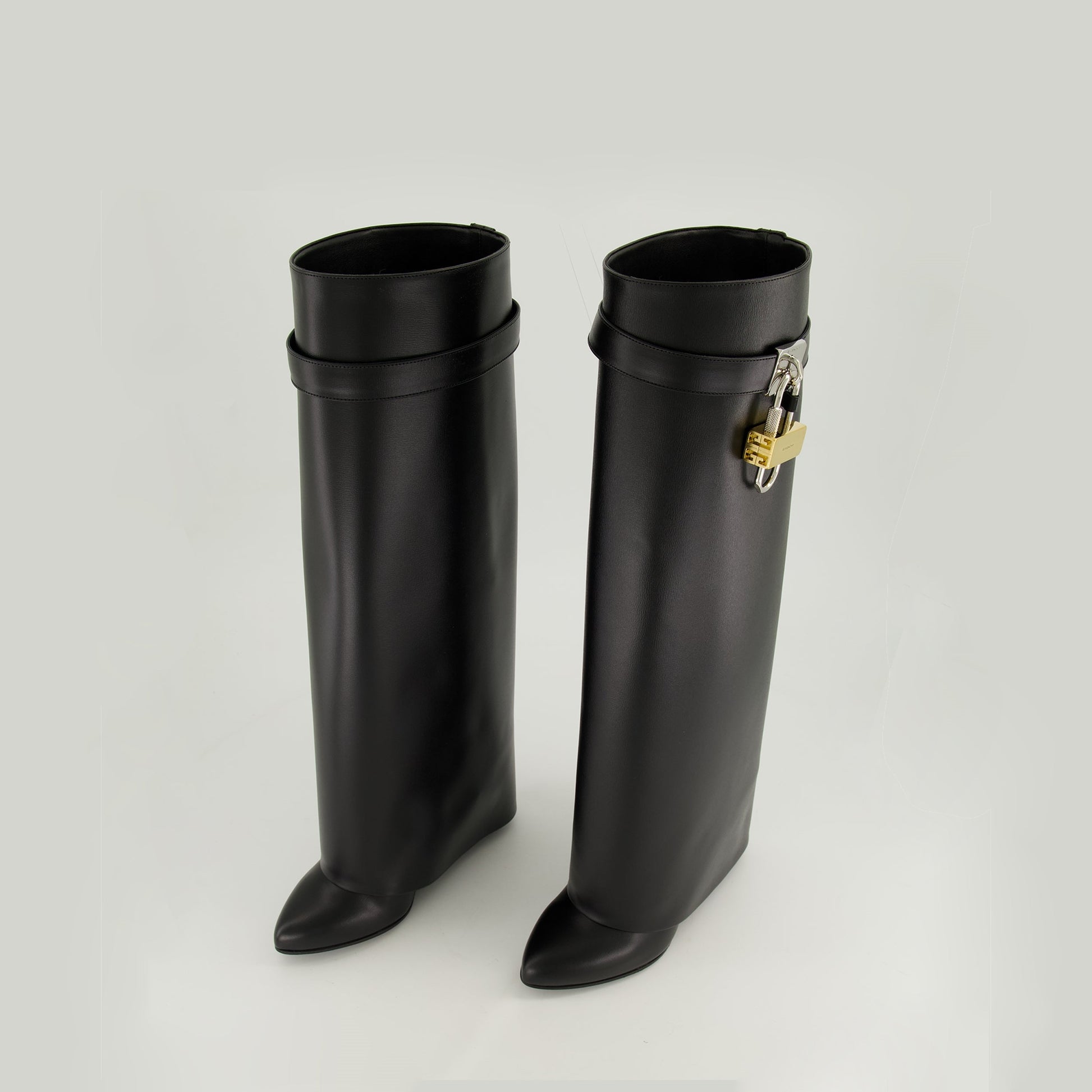 Shark Lock Boots, Givenchy Footwear, Black Leather Boots, Womens Fashion Boots, Metal Accent Boots