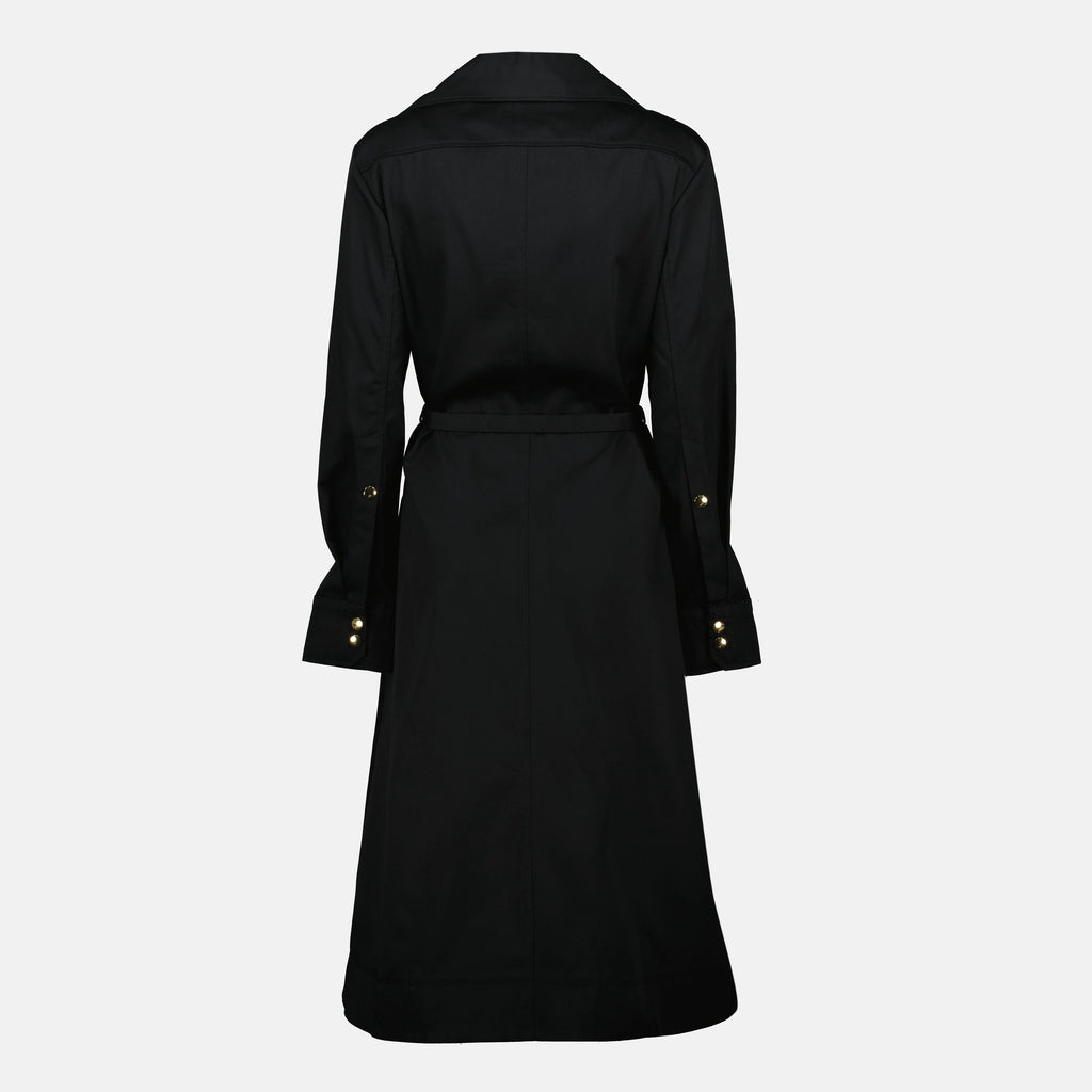 black shirt dress, Patou dress, mid-length dress, cotton shirt dress, Fall-Winter fashion