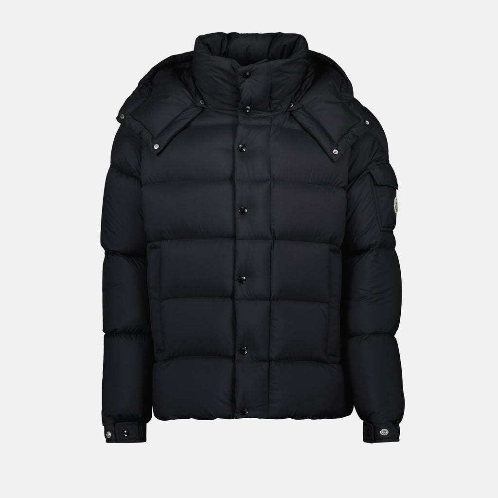 Moncler down jacket, Maya 70 jacket, black nylon jacket, men's outerwear, luxury outerwear