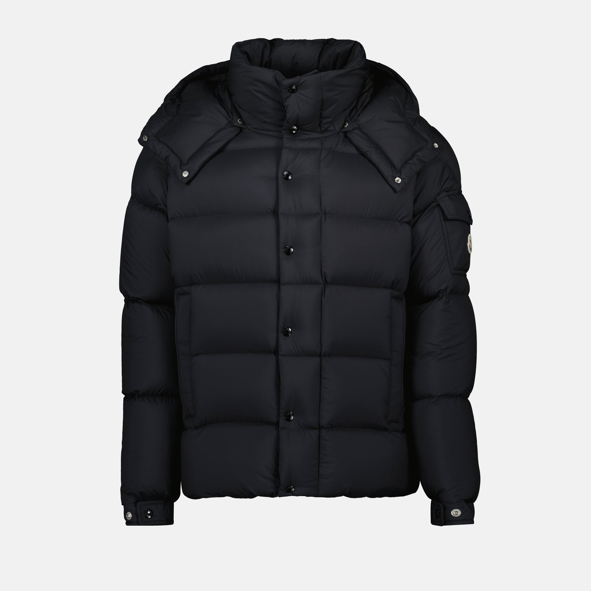 Moncler down jacket, Maya 70 jacket, black nylon jacket, men's outerwear, luxury outerwear