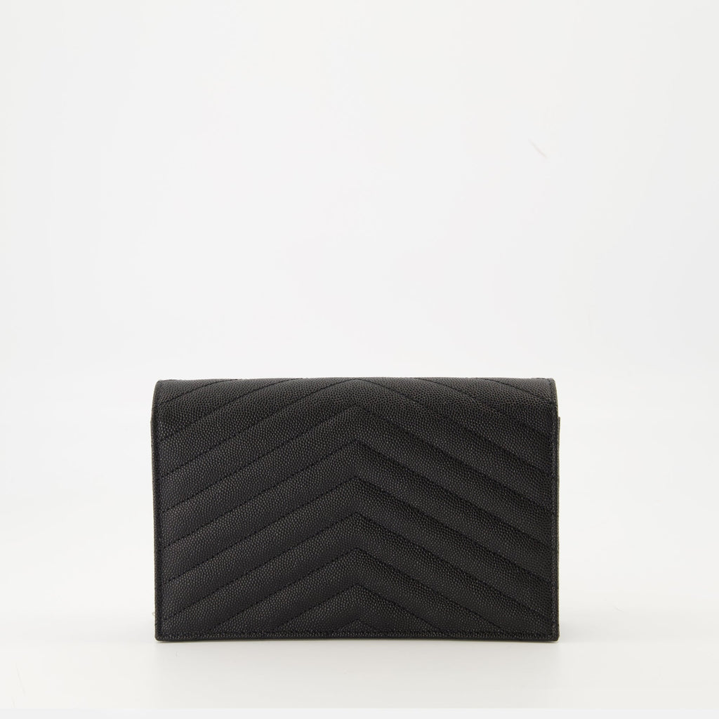 Saint Laurent wallet, chain wallet, black leather wallet, compact wallet, luxury accessories