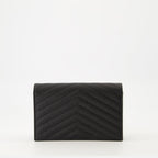Saint Laurent wallet, chain wallet, black leather wallet, compact wallet, luxury accessories
