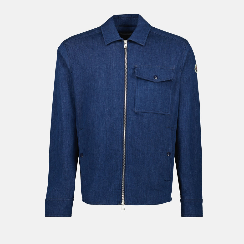 Moncler denim shirt, blue shirt, men's denim fashion, logo shirt, Spring-Summer collection