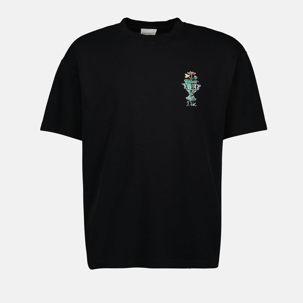 black t-shirt, men’s cotton t-shirt, logo printed t-shirt, casual wear, Drole De Monsieur