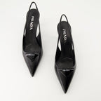 Prada, Saffiano leather heels, black pumps, Fall-Winter 2024, luxury women's shoes