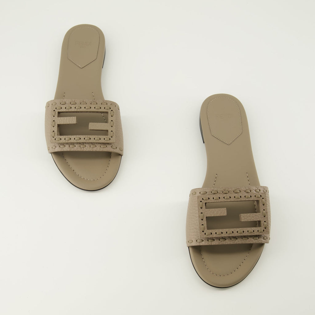 Beige Baguette Mules