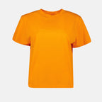 Image of Orange Cotton T-Shirt with Ruffled Back by Mm6 for Women - Season Spring-Summer 2025 - Front View