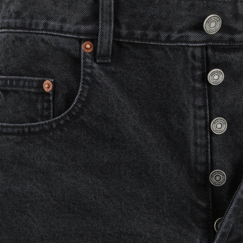 black denim jeans, carrot cut jeans, Saint Laurent denim, women’s jeans, stylish denim