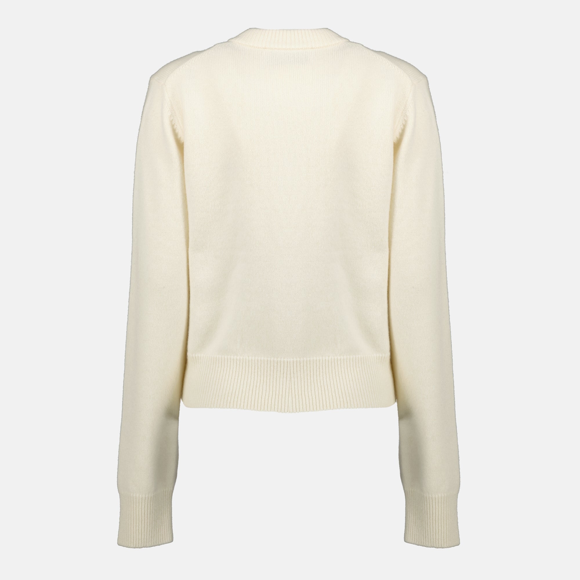 AMI de Coeur cardigan, wool and cashmere blend, white cardigan, versatile layering piece, elegant button-up design