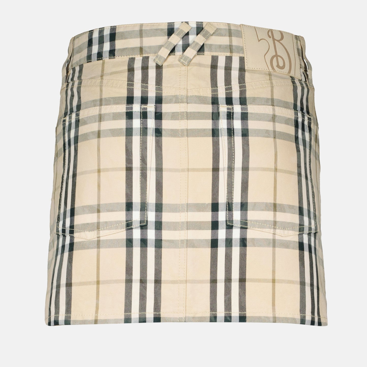 Burberry skirt, checkered mini skirt, denim mini skirt, beige skirt, Burberry Autumn-Winter 2024