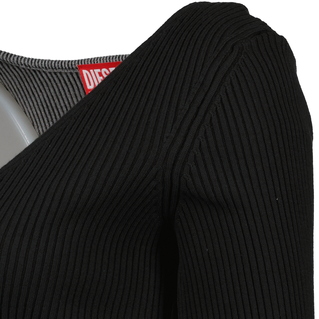Diesel, black cardigan, ribbed knitwear, Autumn-Winter 2024, luxury fashion