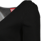 Diesel, black cardigan, ribbed knitwear, Autumn-Winter 2024, luxury fashion