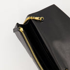 black wallet, Saint Laurent accessory, grained leather wallet, designer wallet, chain wallet