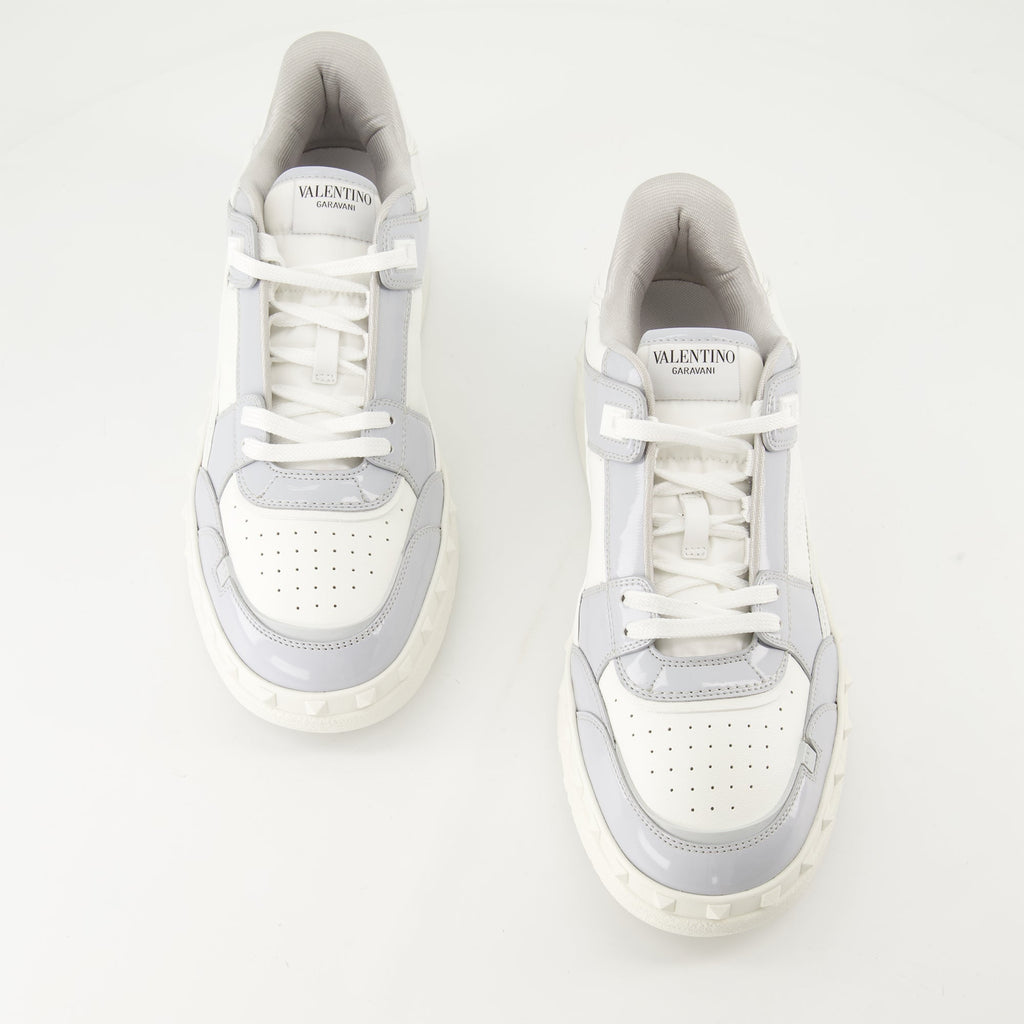 Valentino Garavani sneakers, gray and white sneakers, Freedots collection, luxury men's shoes, Autumn-Winter 2024 footwear