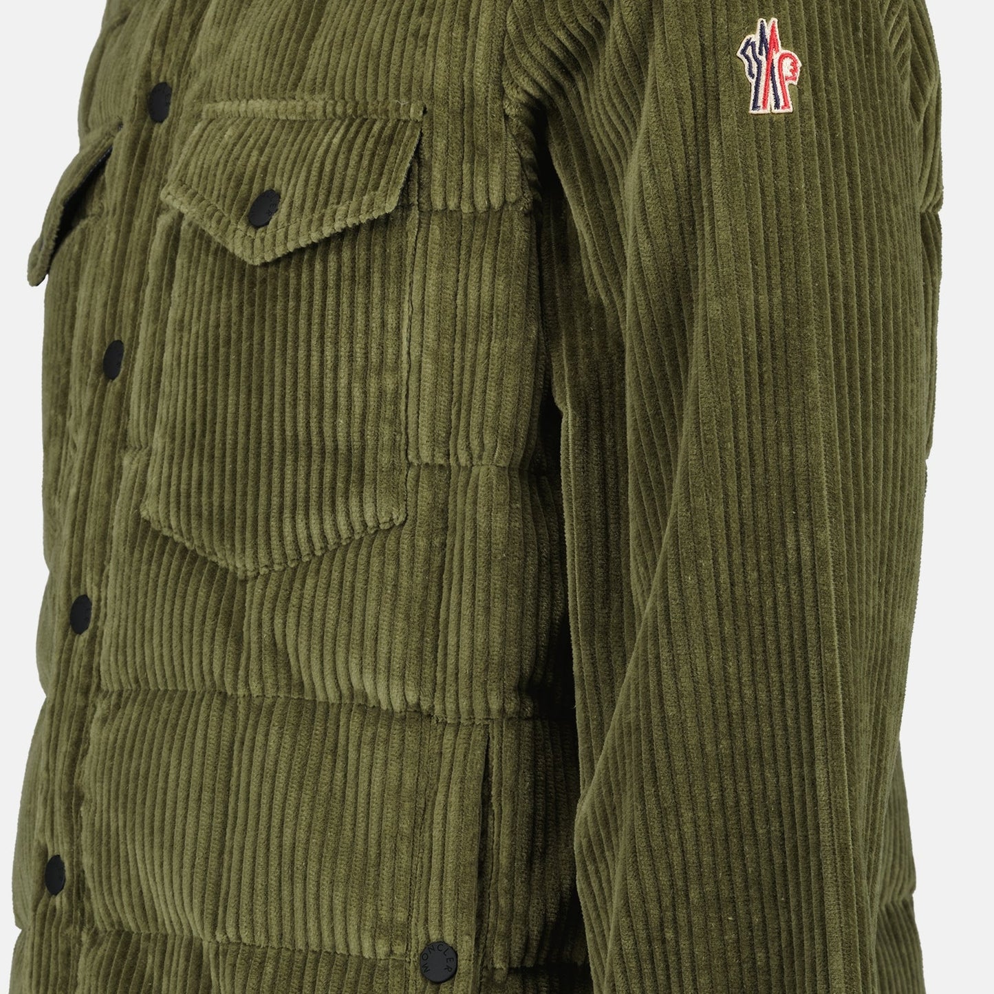 corduroy velvet overshirt, Moncler Grenoble, green overshirt, classic collar overshirt, men's fashion 2024