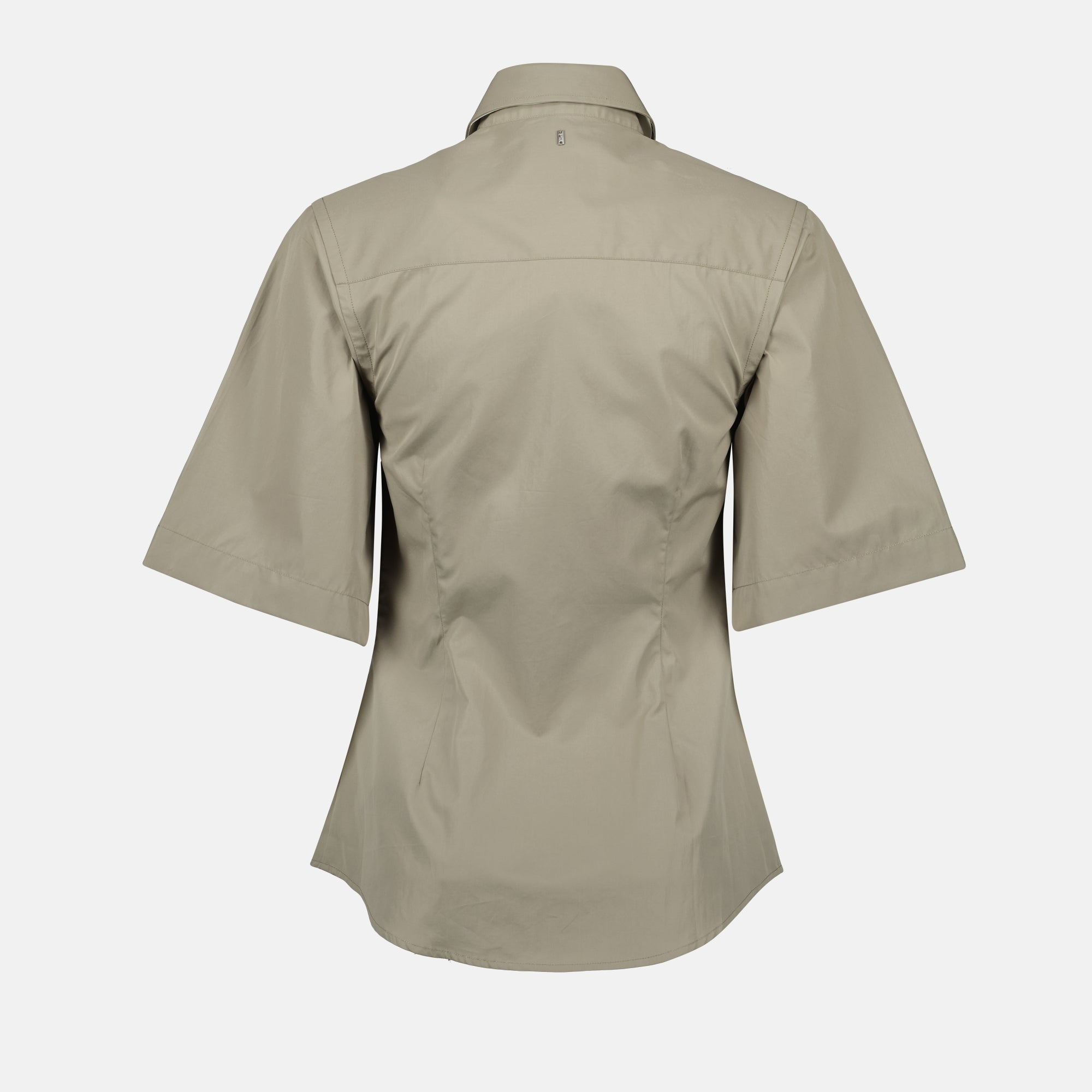 kaki cotton shirt, AMI Paris, pointed collar shirt, fitted shirt, spring-summer collection