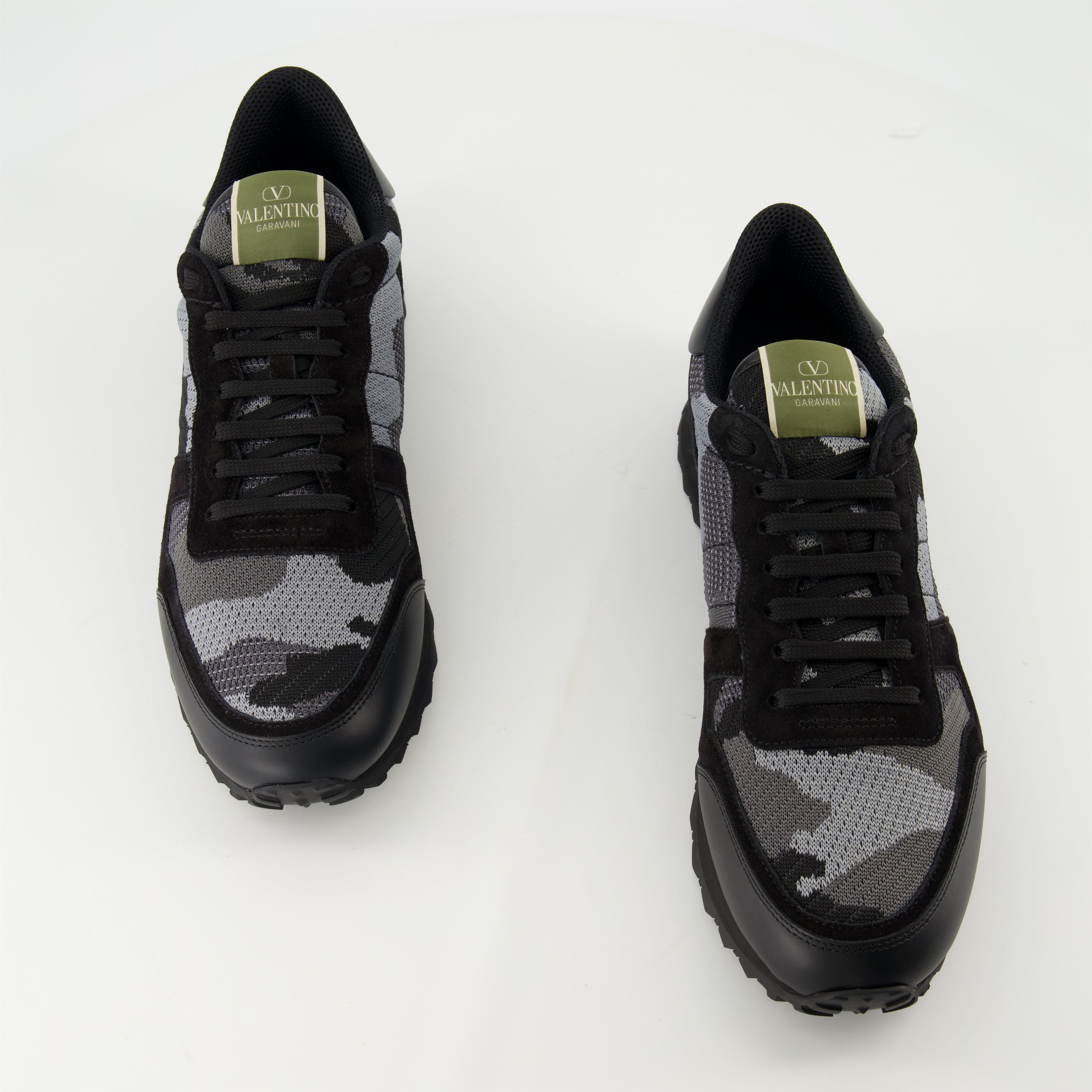 Image of Rockrunner Camouflage Gray Sneakers by Valentino Garavani for Men - Season Spring-Summer 2026 - Right Side View