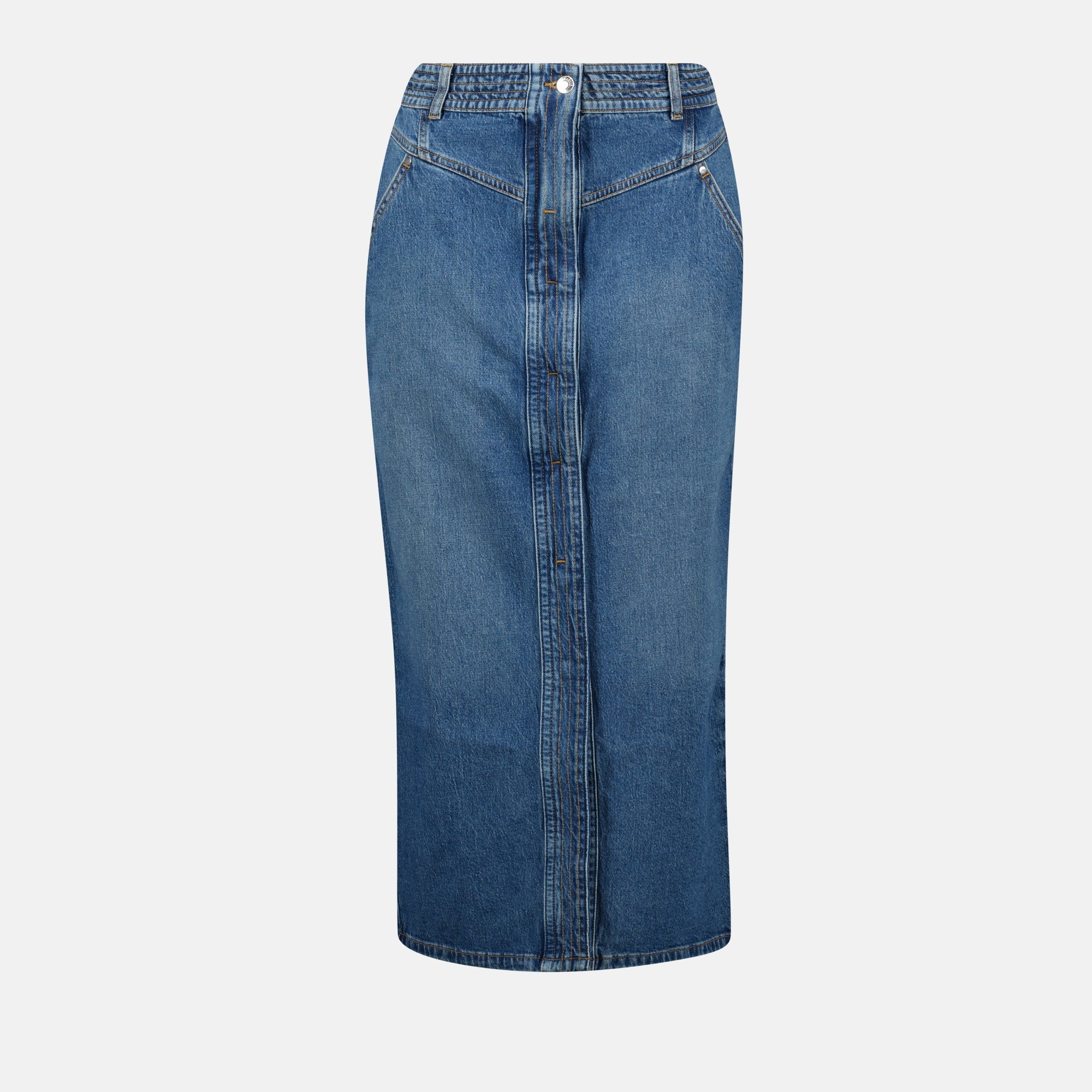 long jean skirt, Garice skirt, Iro denim, high-waist skirt, stylish denim skirt