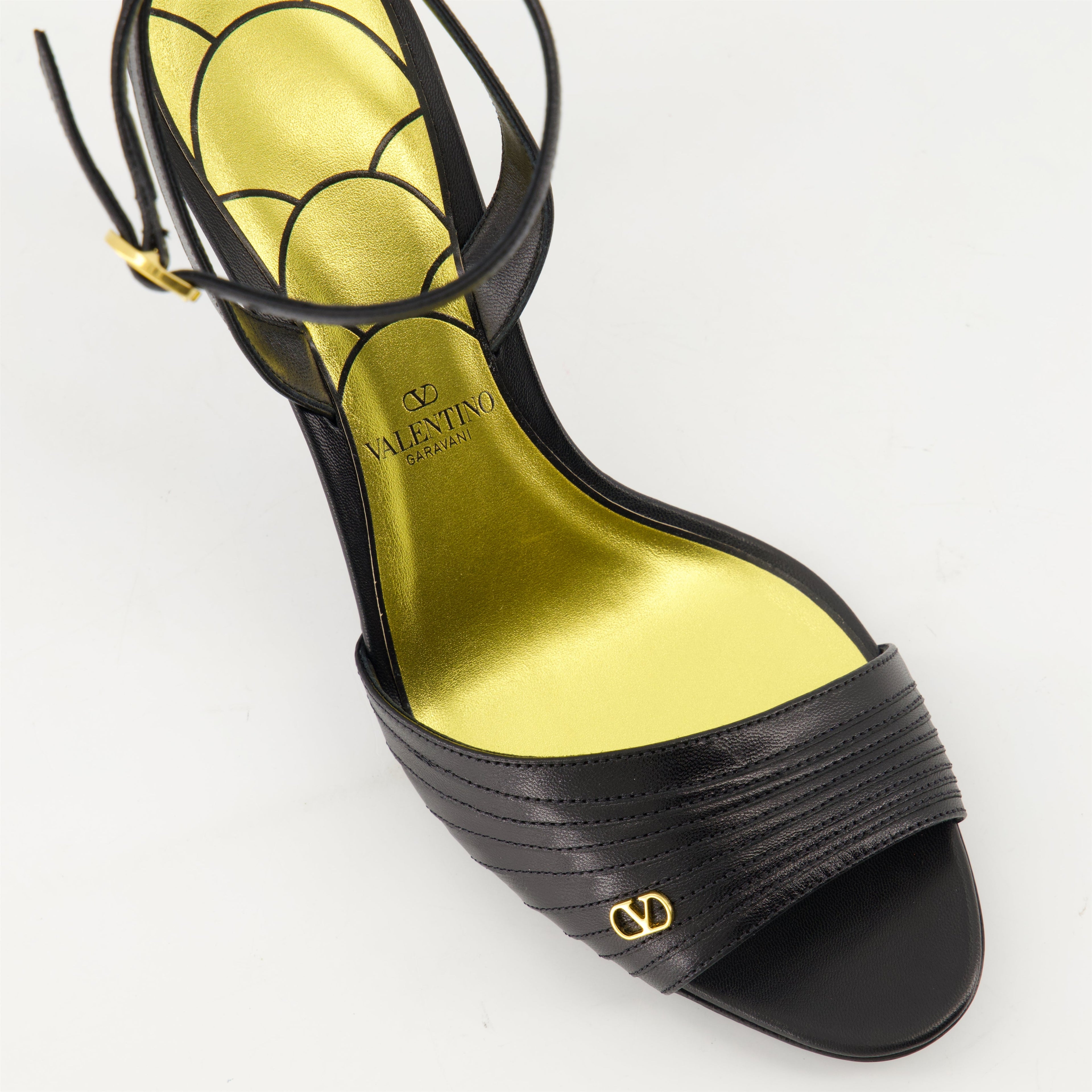 black heeled sandals, Ladycrush, adjustable ankle strap sandals, Valentino Garavani sandals, luxury footwear