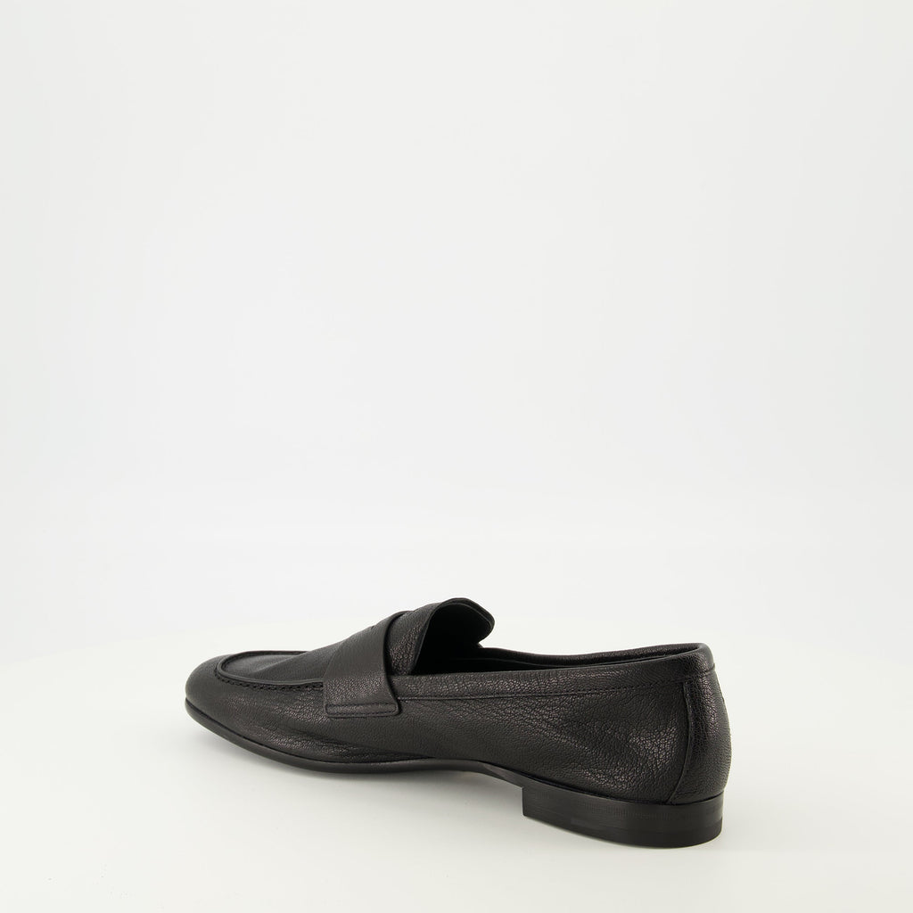 Prada moccasins, black leather shoes, designer footwear, luxury shoes, goat leather moccasins