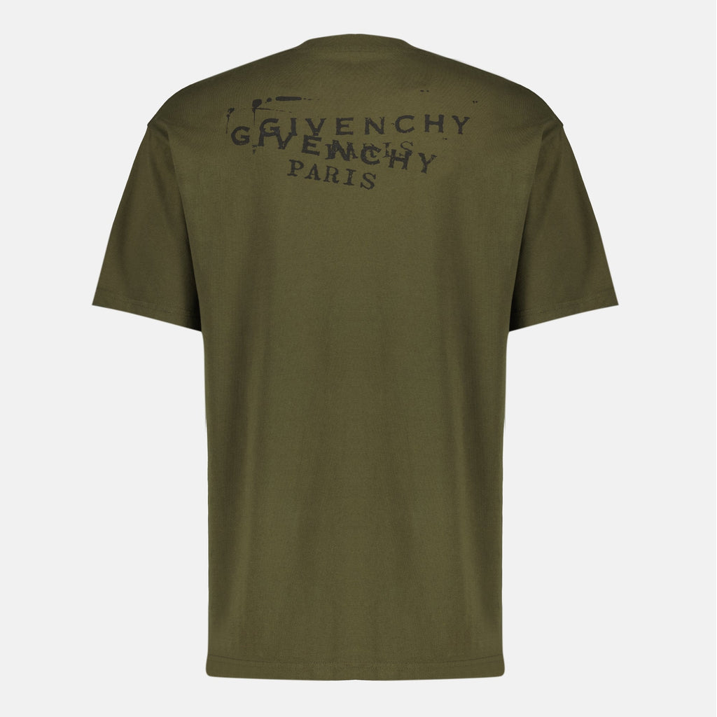 Givenchy T-Shirt, Kaki Stamp, Men's Fashion, Cotton T-Shirt, Contemporary Style