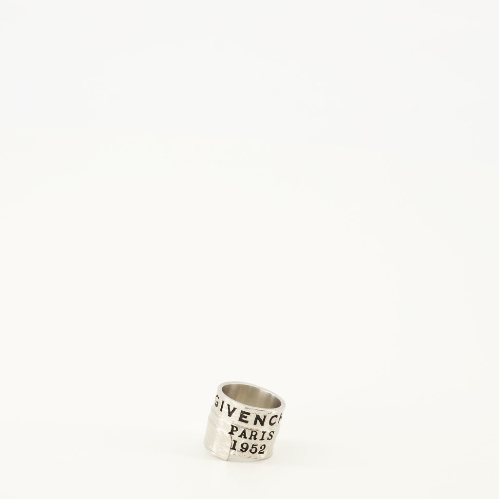 Givenchy Tape Ring, silver-tone ring, brass ring, engraved logo, Autumn-Winter collection