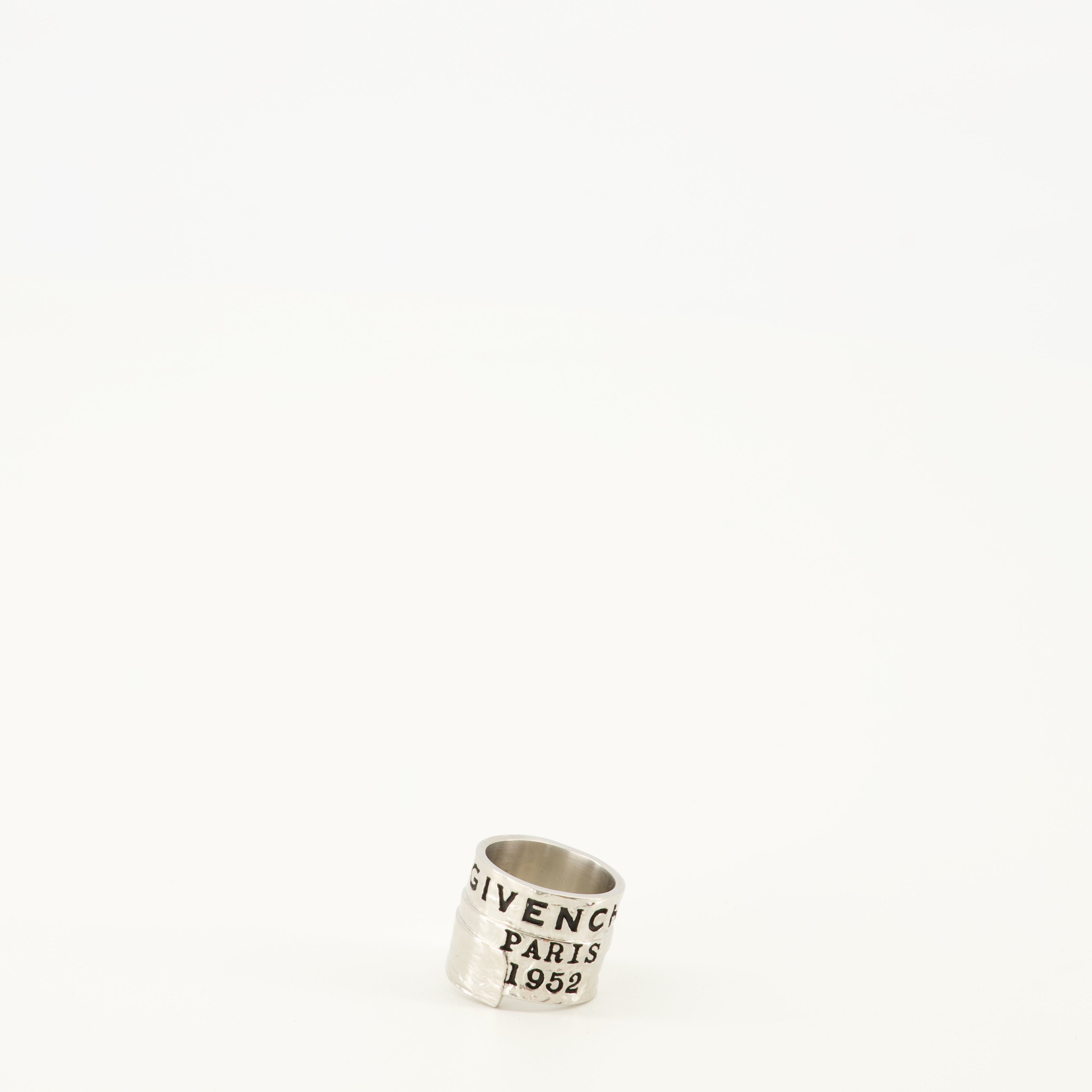 Givenchy Tape Ring, silver-tone ring, brass ring, engraved logo, Autumn-Winter collection