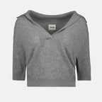cashmere polo, Khaite clothing, cropped top, women's fashion, designer cashmere