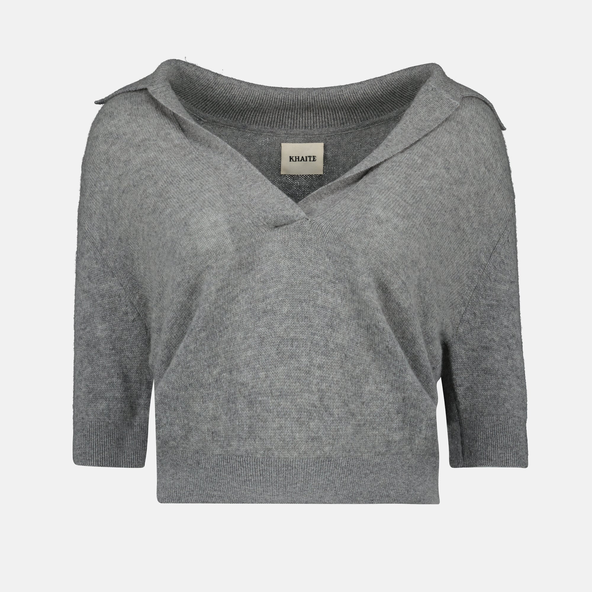 cashmere polo, Khaite clothing, cropped top, women's fashion, designer cashmere