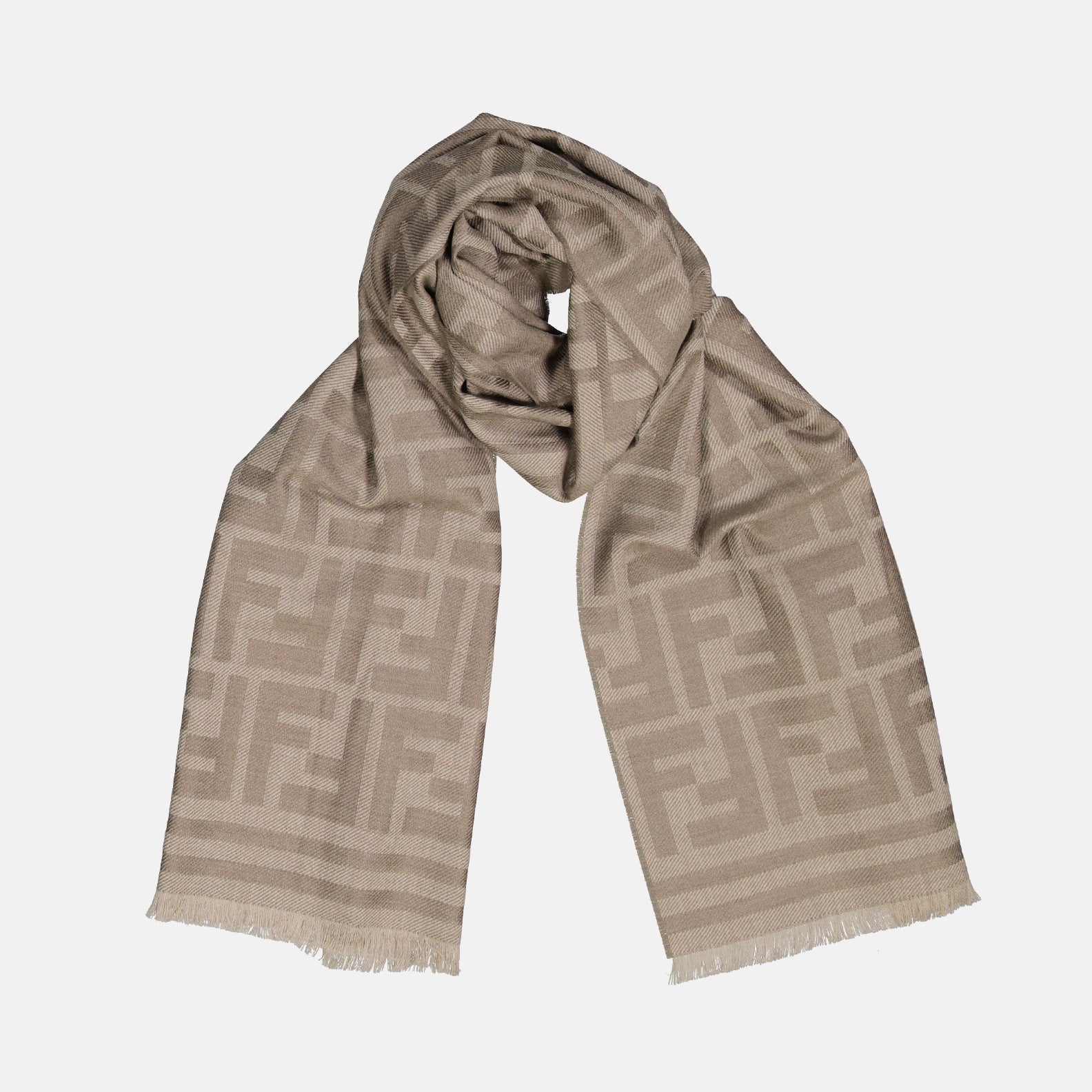 FF Wool Scarf Brown - Fendi - Men | WE IN STYLE