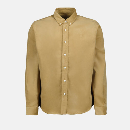 AMI Paris, beige velvet shirt, luxury ready-to-wear, corduroy shirt, timeless fashion  