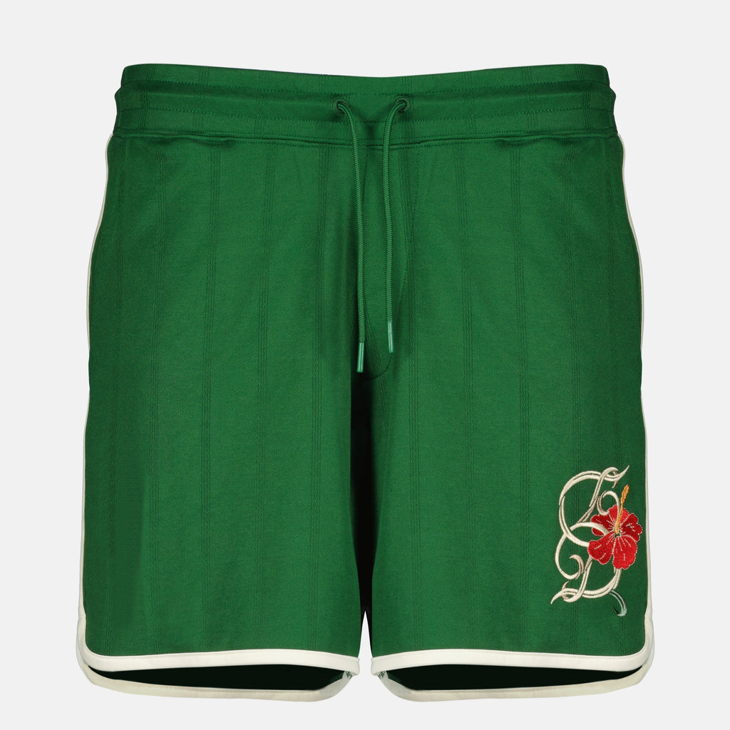 Pantalones cortos de algodón verde D-Hibiscus - Drôle de Monsieur