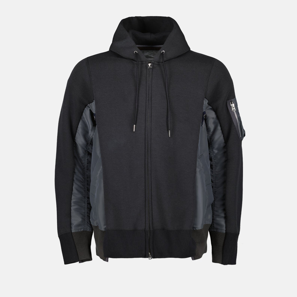 Zip-Up Nylon and Terry Sweatshirt