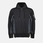 Zip-Up Nylon and Terry Sweatshirt