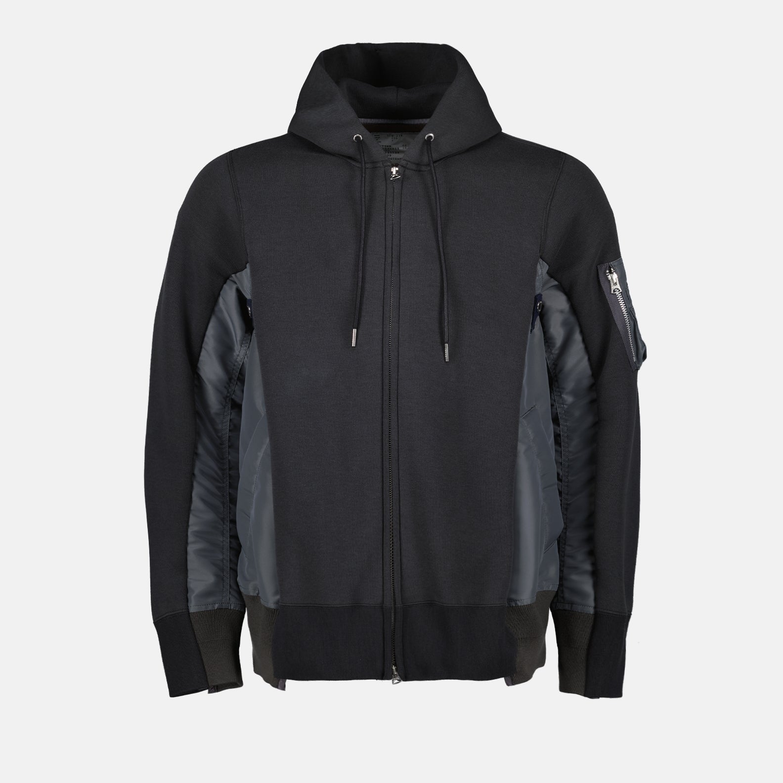 Zip-Up Nylon and Terry Sweatshirt