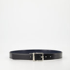 reversible leather belt, Dior belt, luxury accessory, black and navy belt, smooth leather belt